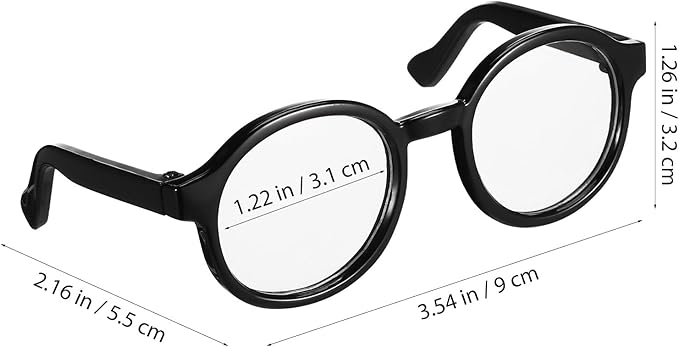 DOITOOL Doll Glasses for 18 Inch Dolls, 6 Pcs Mini Eyeglasses Doll Dress up Glasses Round Frame with Clear Lenses Cosplay Party Accessories