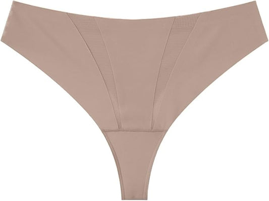 Anti Camels Cover Thongs No Crotch Outline Underwear Women Cotton Panty Liners Invisible Workout Gym G-String, 3 Pack