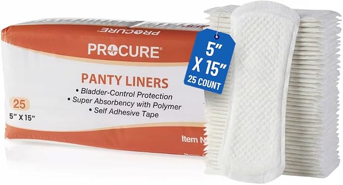 ProCure Panty Liners for Women 5 x 15 Inch - Bladder Control & Light Absorbency Protection, Adhesive Disposable Liners