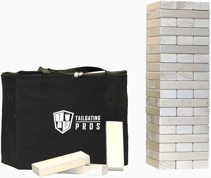 Tailgating Pros Premium Giant Toppling Timbers with Carrying Case – Choose Your Team Colors! Jumbo Outdoor Yard Game, Tower Grows to Over 5 Feet!