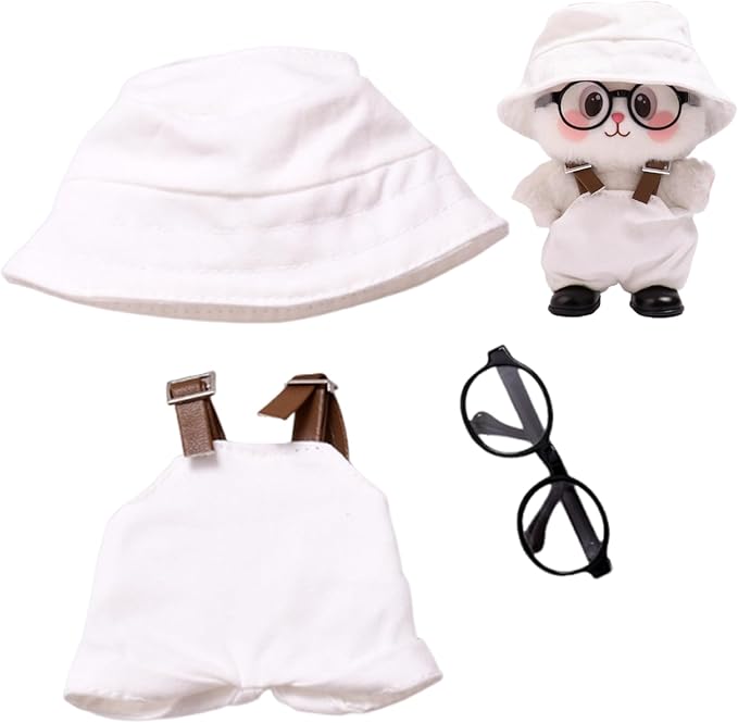 3 Set 17 cm Doll Clothes - 6.7 Inches Cute Dolls Dress - Premium Fashion Accessories, Doll Clothes+Overalls+Glasses Style Bundle,Gifts for Lovers (Style-I)