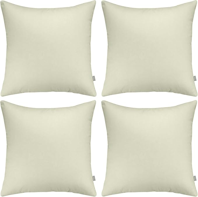 Thmyo 4-Pack 100% Cotton Comfortable Solid Decorative Throw Pillow Case Square Cushion Cover Pillowcase Sublimation Blank Pillow Covers DIY Throw Pillowcase for Sofa Bedroom(24x24 inch/ 60x60cm,Beige)