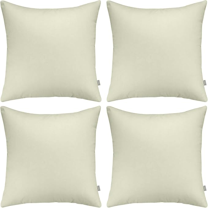Thmyo 4-Pack 100% Cotton Comfortable Solid Decorative Throw Pillow Case Square Cushion Cover Pillowcase Sublimation Blank Pillow Covers DIY Throw Pillowcase for Sofa(18x18inch/45x45cm,Beige)