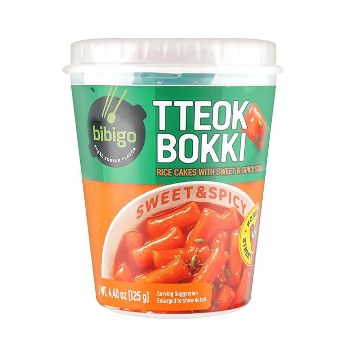 BOX OF LIFE BIBIGO Tteokbokki Cup Rice Cake with Sweet & Spicy Sauce (Sweet & Spicy, Pack of 2)