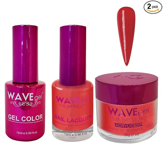 WAVEGEL Soak-Off Gel, Nail Lacquer & Acrylic/Dip Powder Matching Set - Princess Collection - #107 Cardnial Skirt