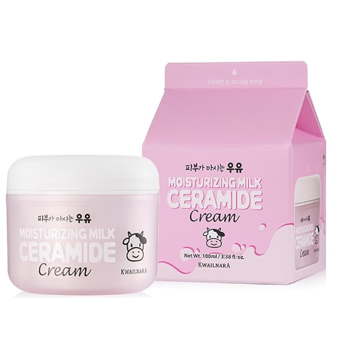 KWAILNARA Ceramide Milk Facial Moisturizer (3.38 Fl Oz) – Korean Face Moisturizer for Barrier Repair & Deep Hydration | Milk Protein, Royal Jelly & Strengthening Ceramides | Non-Greasy Daily Care
