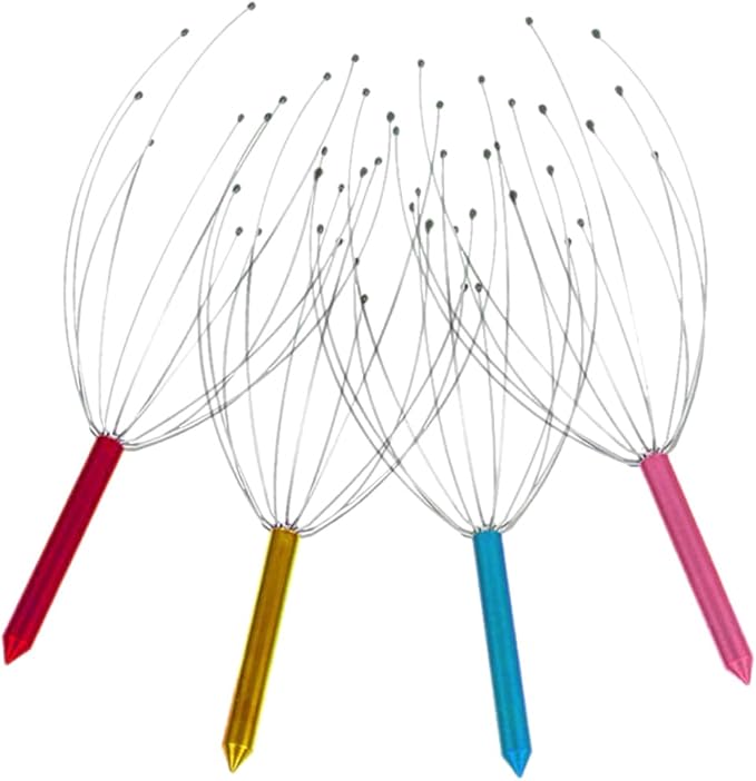 Healifty 2sets Hair Scalp Scalp Massage Comb for Hair Head Stainless Steel Scratcher Set 4pcs*2 Random Color