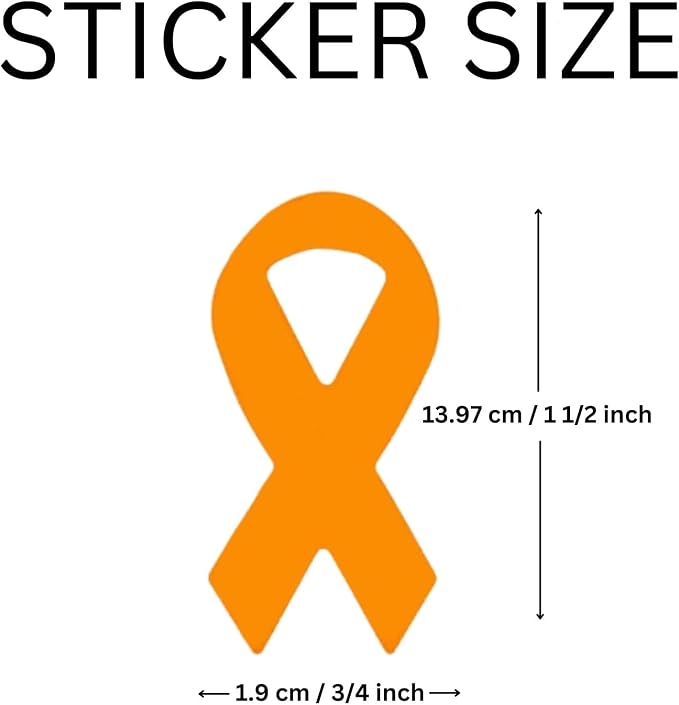 250 Small Orange Ribbon Awareness Stickers for Kidney Cancer, Leukemia, Multiple Sclerosis, Hunger, Gun Violence/Mass Shooting Awarenes - Perfect for Events, and Fundraising