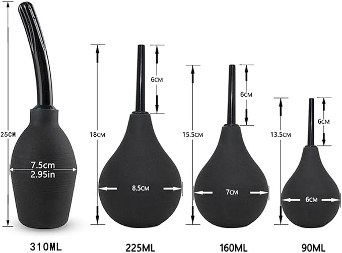 Rubber Vaginal Douche Cleansing, 310ml (10.5 fl oz), Black Enema Bulb for Intimate Hygiene