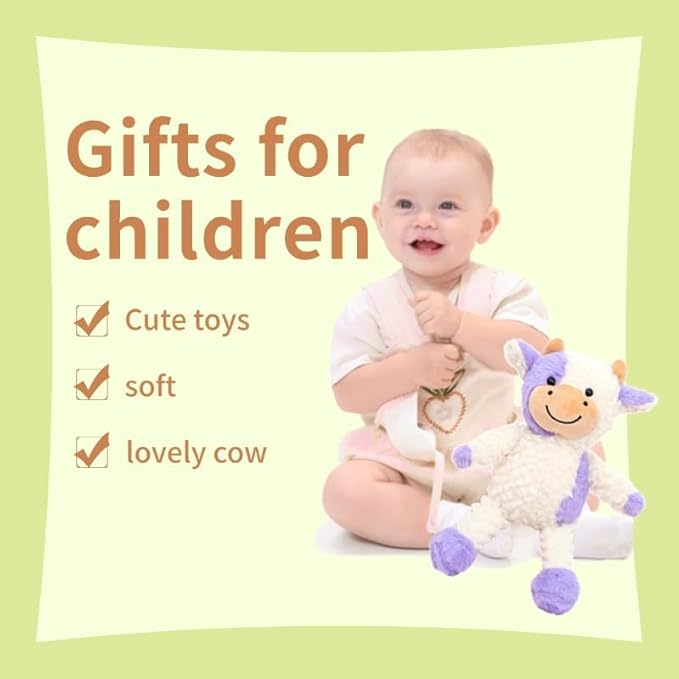 Cow Stuffed Animal Cow Plush Doll Toy 11.8 inch for Girls Boys Christmas Children's (Stand Cow Purple)