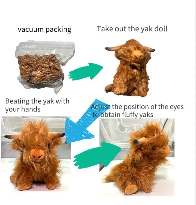 Highland Cow Stuffed Animal Cute Highland Cow Plush Doll Toy 10 inch for Girls Boys Christmas (highlandcow 25cm)