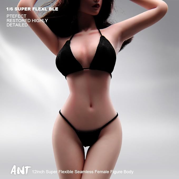 1/6 Scale Female Action Figure Body, 12 inches Seamless Flexible Action Figure Body Model with Detachable 5 Pairs Hand Gesture Shapes (Wheat Skin)