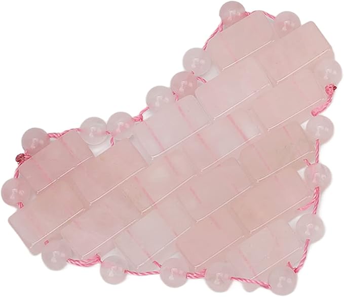 2Pcs Rose Quartz Eye Mask, Jadestone Eye Patch Reduce Edema Relieve Eye Strain Heart Shaped Stone Eye Pad for Massage Cooling Mask