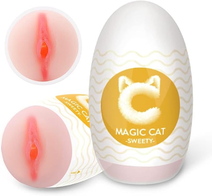 Portable Male Masturbator Egg - 3D Realistic Textured Vagina Stroker, Ultra Soft Stretchable TPE Pocket Pussy, Reusable Adult Sex Toy for Men with Discreet Packaging (Yellow)
