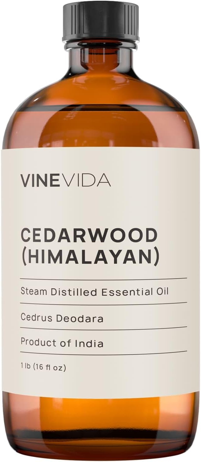 VINEVIDA Cedarwood Himalayan Essential Oil 16 oz - Undiluted Cedarwood Oil 16 oz - Cedarwood Candle Oil Scent - DIY Candle Scents for Candlemaking - Bulk Essential Oil for Soap Making