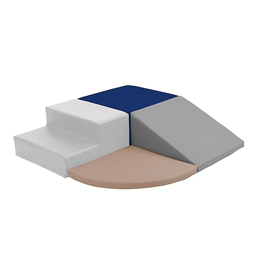 Playtime Essentials 4-Piece First Steps Corner Climber Climbing Foam Block Set for Little Kids – Indoor Toddler & Baby Soft Playset for Children to Climb and Crawl and Slide - Navy Neutral