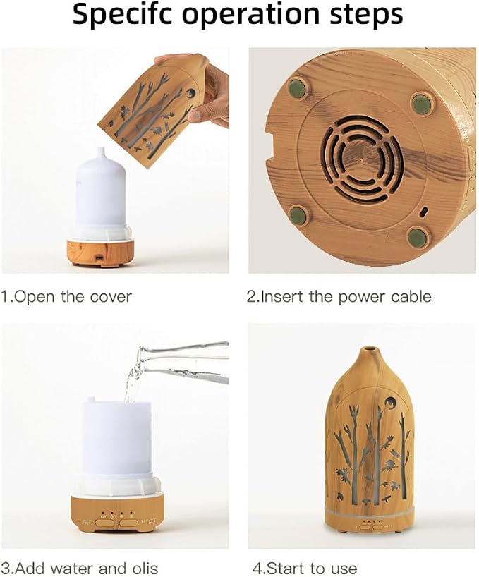 3 Essential Oil Diffuser Set,7.1''x3.5''Aromatherapy Office Diffuser | 200ml Desk Humidifiers for Small Space with 7 LED Colors Night Lights,Auto-off for Home Decor Gift (Tree)