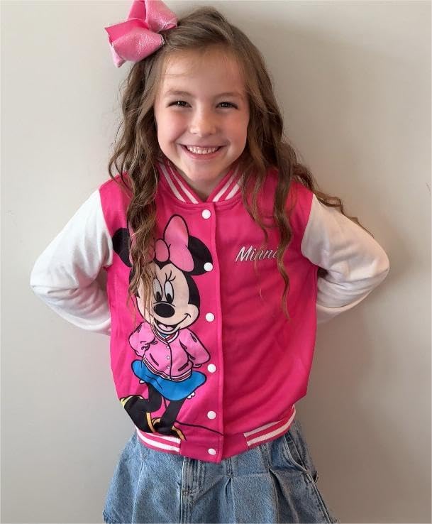 Disney Minnie Mickey Stitch Princess Frozen Marvel Jacket Lightweight Coat Button up Color Block Sweatshirt Sizes 2-14 Years