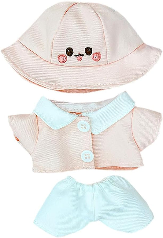 niannyyhouse 15cm-17cm Doll Clothes Duck Rabbit Hat Coat Pants Stuffed Toy Dressup (Pink)