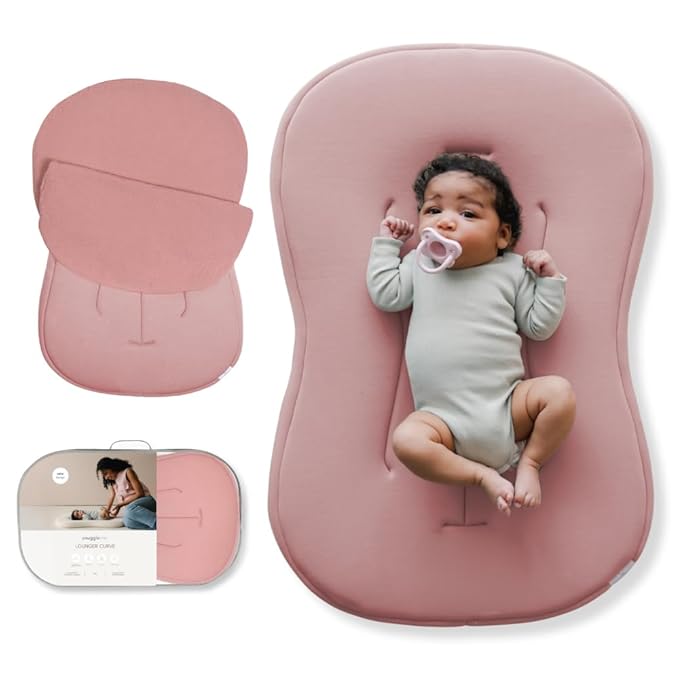 Snuggle Me® Baby Lounger Curve (0-6 Months) - Premium Organic Cotton with Foam Core, Machine-Washable Cover, Buttery-Soft & Breathable CSPC Compliant Infant Lounger Baby Nest with Travel Bag - Gumdrop