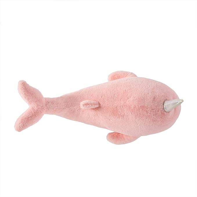 Tezituor 24 Inch Narwhal Stuffed Animal, Cute Pink Large Stuffed Whale Toy, Hugging Soft Narwhal Pillow Gift for Girls Kids