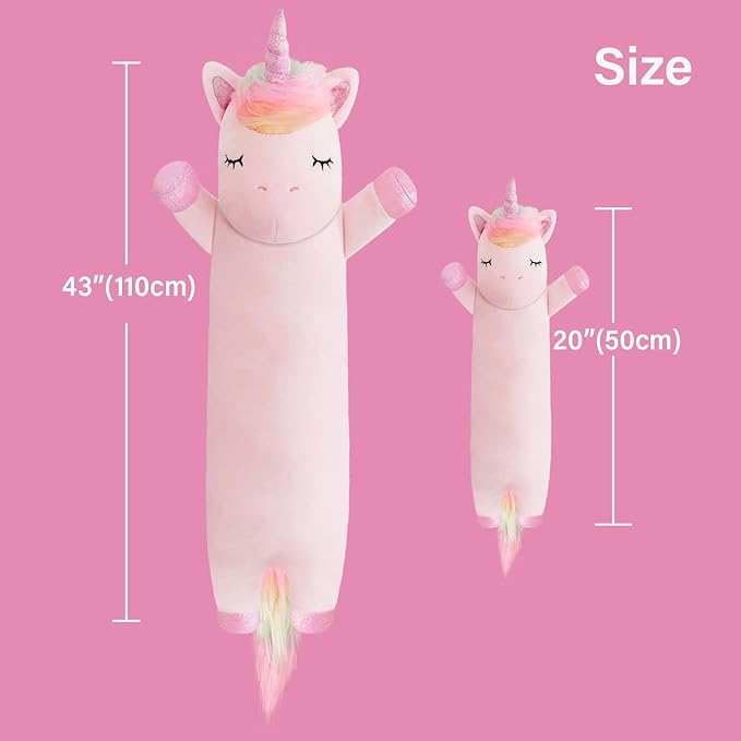 Unicorn Stuffed Animal,19.6 Inch Unicorn Plush,Long Unicorn Plushies Body Pillow, Pink Unicorn Plush Toy Gift for Girls