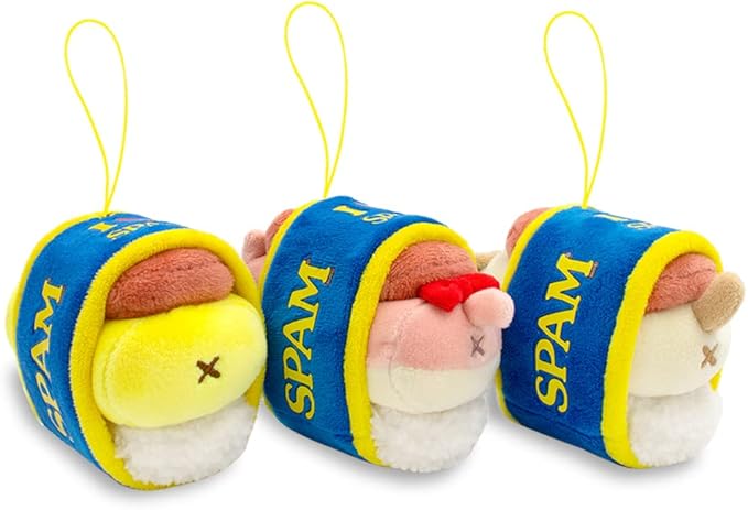 Anirollz Stuffed Animal Plush Keychain - Official SPAM Musubi Plush Toy |Soft, Squishy, Warm, Cute, Comfort, Safe| Pillow with Kitty - Birthday Deco Graduation Gift 4" Kittiroll