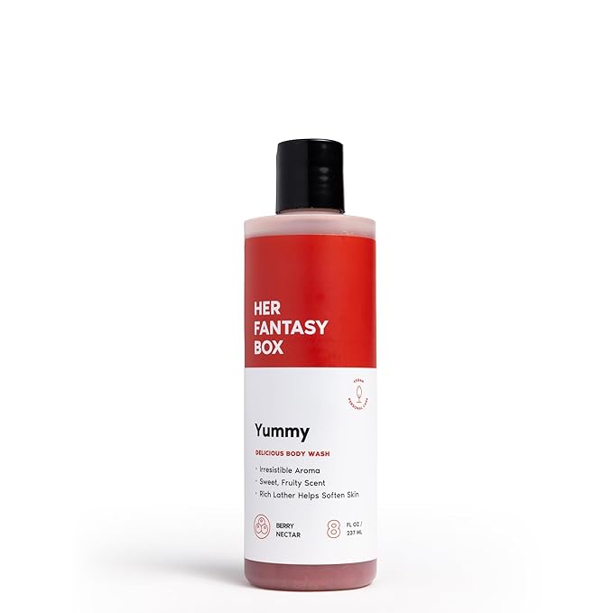 Her Fantasy Box Yummy | Body Wash - Indulgent, Luxurious Body Wash for Deep Cleansing, Moisturizing, and Nourishing Skin - Refreshing Scent for All Skin Types - 8 oz Shelf Life of 500 Days.