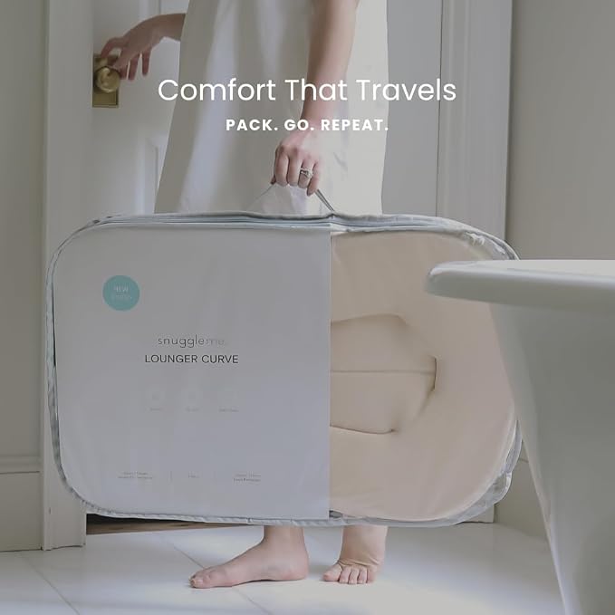 snuggle me® Baby Lounger Curve (0-6 Months) - Premium Organic Cotton with Foam Core, Machine-Washable Cover, Buttery-Soft & Breathable CSPC Compliant Infant Lounger Baby Nest with Travel Bag - Petal