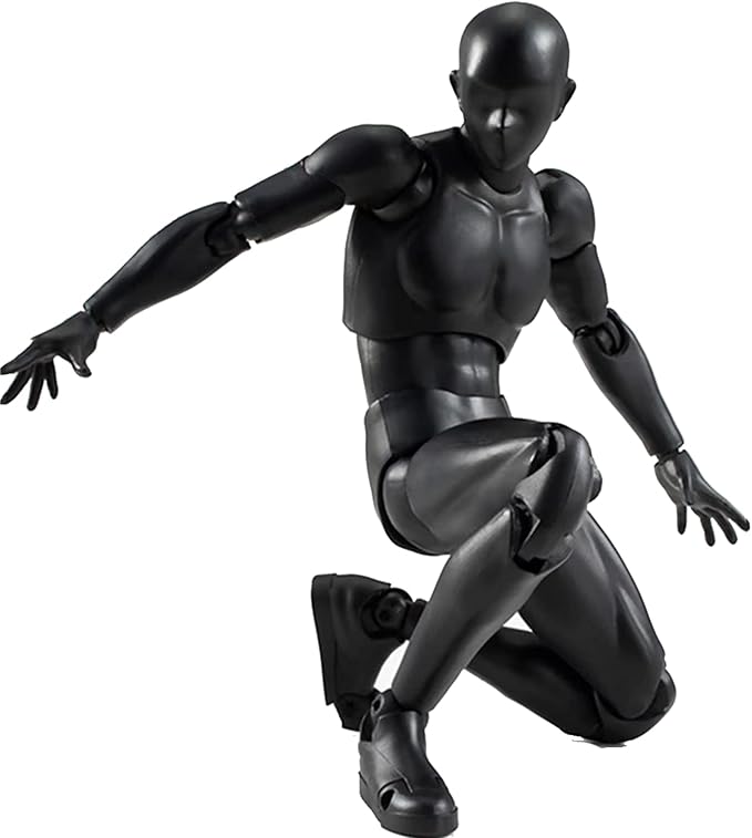 Action Figures PVC Model (Black Color) with Box Drawing Figure Models for Artists(Male)