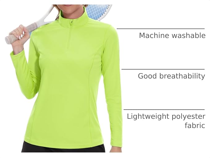 TACVASEN Women's Quarter Zip Pullover Golf Shirts UPF 50+ Long Sleeve Sun Shirts UV Protection Workout Tops