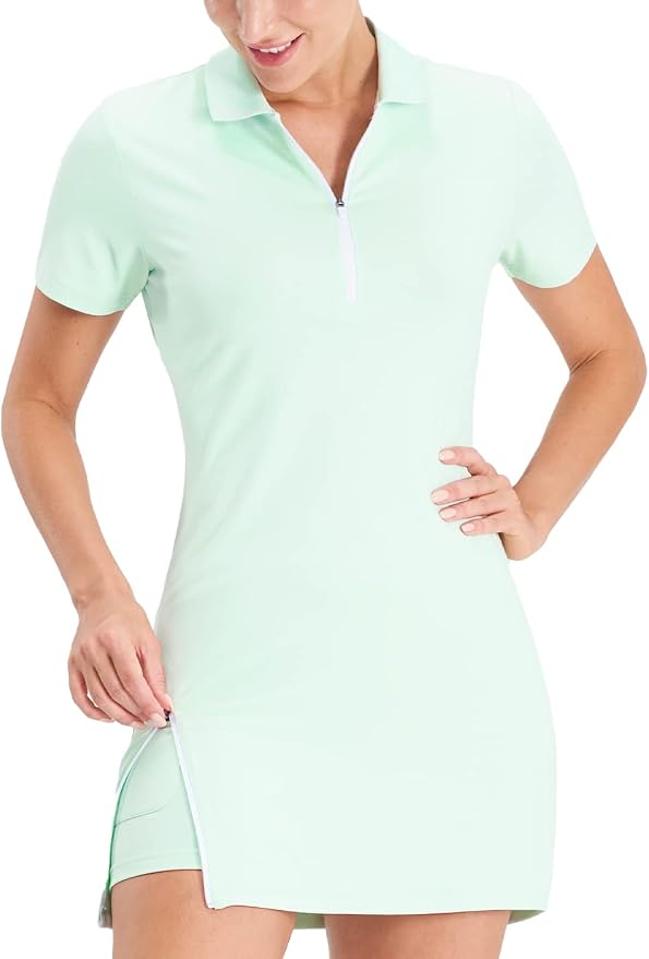 Hiverlay Tennis Dress Golf Dresses for Women with Built in Shorts | Polo Dress, Golf Outfit, 2 Pockets, UPF 50+ Pickball Hiking Workout Active Athletic Dresses,Summer Gym