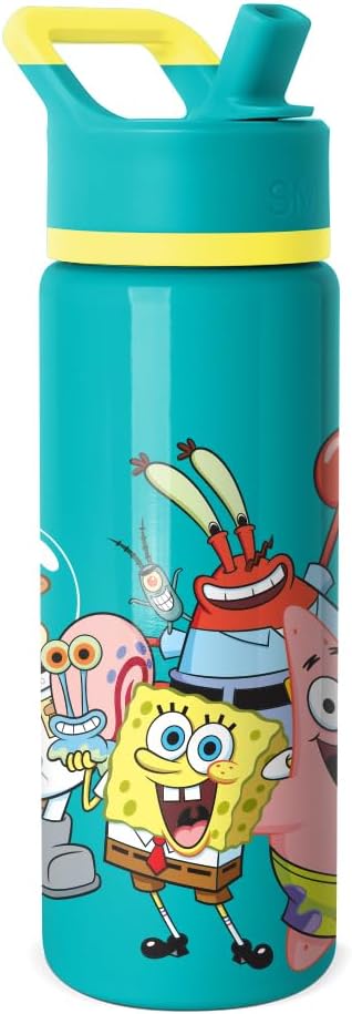 Simple Modern Kids Summit Water Bottle with Straw Lid | SpongeBob 18oz Stainless Steel Cup Insulated Tumbler for Boys, Girls, School | SpongeBob Pals