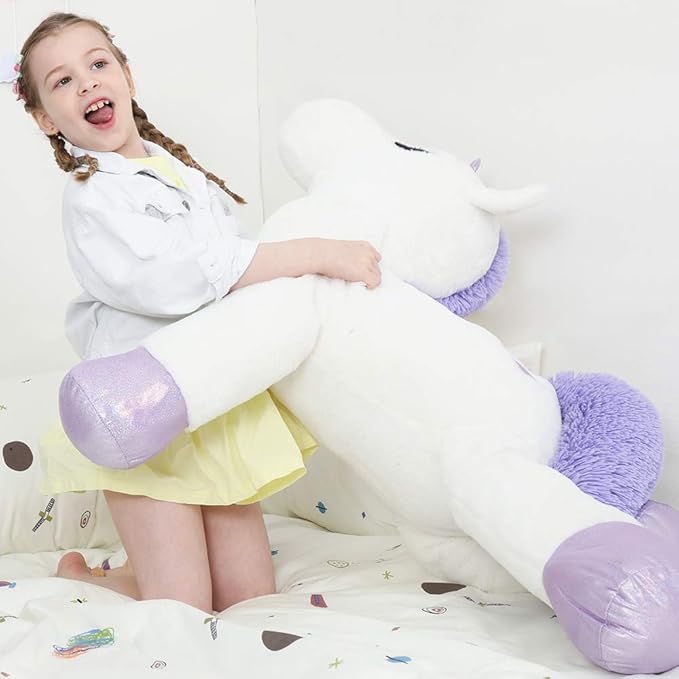 Tezituor 43'' Big Unicorn Plush Toys,Giant Unicorn Stuffed Animals Cute Soft Plushie,Birthday Decorations for Girls,White Unicorns Gifts for Children Adult Girlfriend