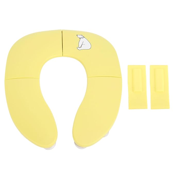 Foldable Travel Potty Seat for Toddler Portable Slip Suction Cup Toilet Training Baby Folding Potty Seat (Yellow)