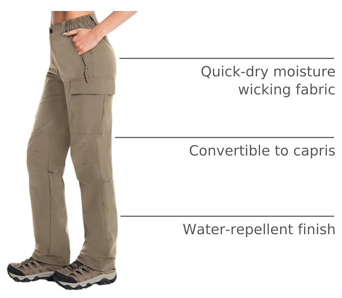 Moosehill Women's Hiking Pants Lightweight Quick Dry Water Resistant Cargo Travel Work Summer Pants for All Seasons