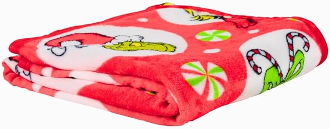 Franco Collectibles The Grinch By Dr. Seuss Holiday Christmas Super Soft Cozy Plush Throw, 40 in x 50 in, (Officially Licensed Product)