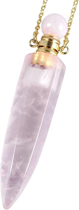 TUMBEELLUWA Crystal Perfume Bottle Necklace for Women Men | Faceted Crystal Point Necklace, Essential Oil Diffuser Vial Necklace, Openable Locket Bottle Jewelry for Daily Wear