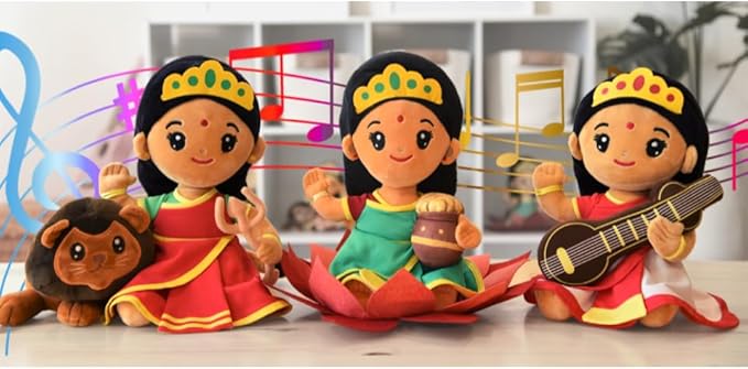 MODI TOYS Saraswati Devi (Medium- 11 inch) Mantra Singing Stuffed Plush Toy | Ideal for Newborns, Infants, Toddlers, Grandparents | Best for Diwali, Baby Shower, Birthday | Teddy Bear Panda Elephant
