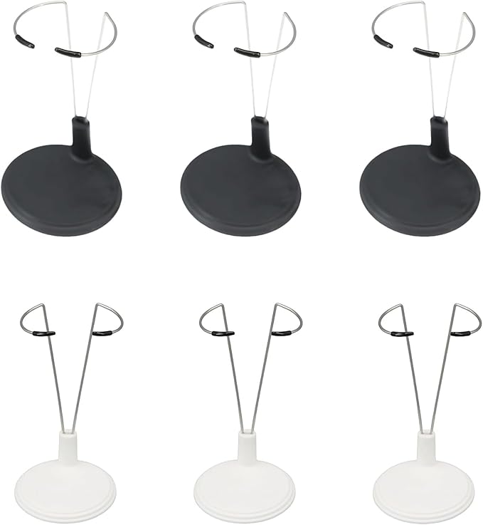 6 Pcs Adjustable Doll Stand for Action Figure Display Holder Support for 7-12 Inches Dolls，Keep The Doll in a Standing Position，Home Shop Birthday Party Favor for Creative Storage Stand（Black&White）