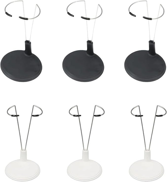 6 Pcs Adjustable Doll Stand for Action Figure Display Holder Support for 7-12 Inches Dolls，Keep The Doll in a Standing Position，Home Shop Birthday Party Favor for Creative Storage Stand（Black&White）