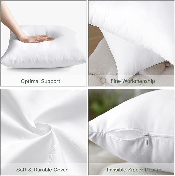 OTOSTAR Pack of 4 Throw Pillow Inserts, 16 x 24 Cushion Inner Soft Fluffy Plump Stuffer Cushion Pads White Decorative Pillow Inserts