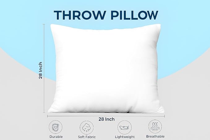 Utopia Bedding Throw Pillows Insert (Pack of 4, White) - 28 x 28 Inches Bed and Couch Pillows - Indoor Decorative Pillow | Down alternative pillow insert with plush fluffy fill for beds sofas couches and chairs. Suitable for indoor outdoor use.