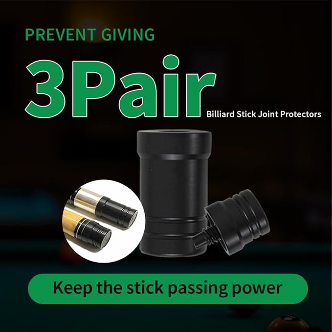 3 Pair Billiard Stick Joint Protectors, 5/16" x 3/4/8/9//10/11/14/18， Pool Cue Stick Protectors Threaded Joint Protectors Plastic Billiards Equipment