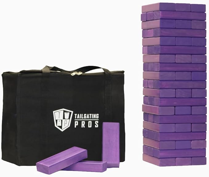 Tailgating Pros Premium Giant Toppling Timbers with Carrying Case – Choose Your Team Colors! Jumbo Outdoor Yard Game, Tower Grows to Over 5 Feet!
