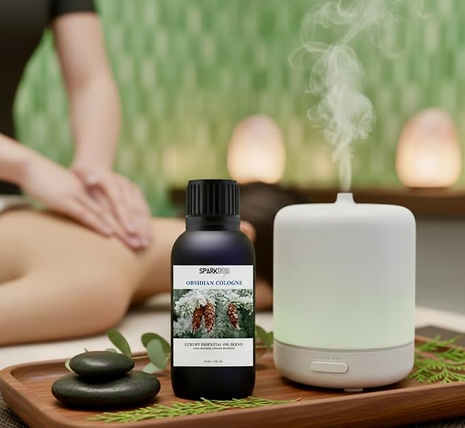 Luxury Essential Oil Blend Therapeutic Grade Aromatherapy Oil for Diffuser, Massage, Spa & Relaxation | Stress Relief & Wellness Gift Ready Packaging 1Fl Oz (Obsidian Cologne)