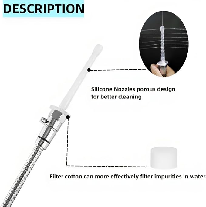 Shower Enema System Kit- Vaginal and Anal Cleaning Kit with 3 Enema Nozzle and 6.56 Foot Metal Hose, Enema Showerhead Colonic System Cleaner for Most Shower Systems