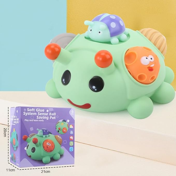 Baby Sensory Balls, 4PCS Teething Toys with Piggy Bank for 6M+ | Soft Textured, Easy to Grip, Fine Motor Skills, Montessori Teething Toys for Babies 6-12 Months, 1 Year Old Boy Gifts