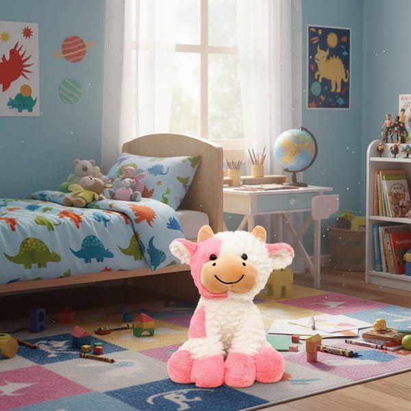 Cow Stuffed Animals Soft Plush Cute Cow Doll for Boys Girls 8in (zuo NIU fense)