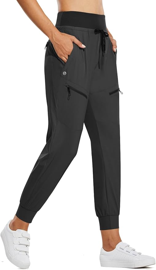 baleaf Womens Lightweight Hiking Pants Water Resistant Quick Dry Joggers with 5 Zipper Pockets UPF 50+ for Travel Hiking